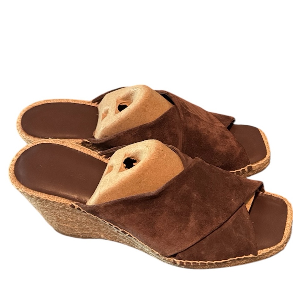 VINCE Brown Suede Wedge Sandals size 9 - Picture 2 of 5